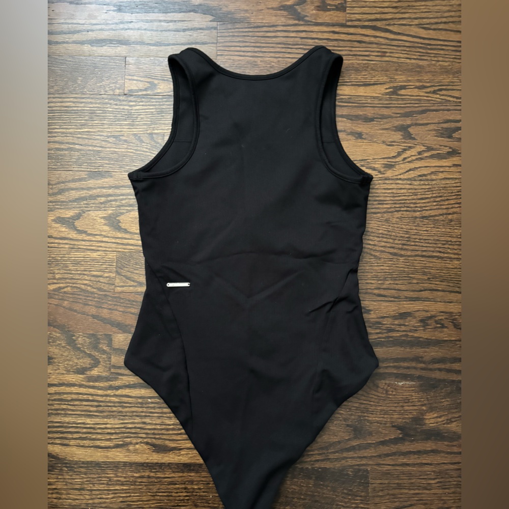BuffBunny Black Ribbed Zip-Front One-Piece Swimsuit - Picture 4 of 6